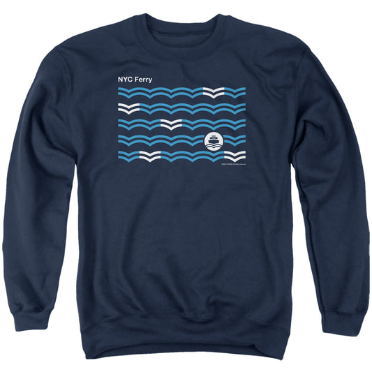 New York City Waves Mens Crewneck Sweatshirt Navy Officially Licensed