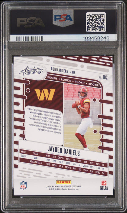 Graded 2024 Panini Absolute Jayden Daniels #102 Rookie RC Football Card PSA 10 Gem Mint