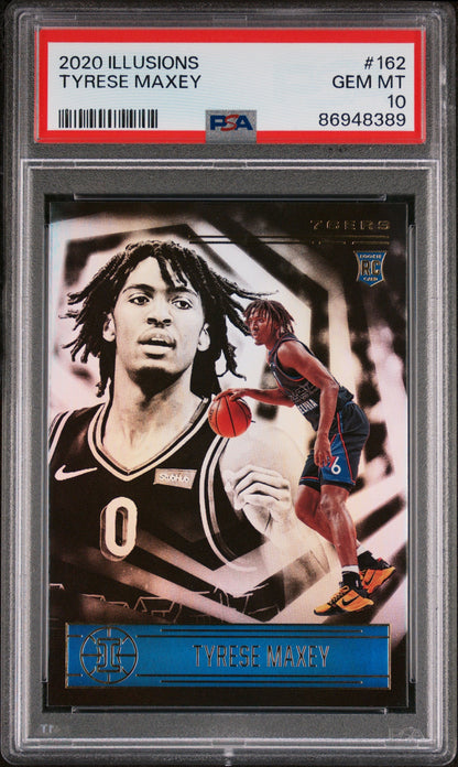 Graded 2020 Panini Illusions Tyrese Maxey #162 Rookie RC Basketball Card PSA 10 Gem Mint