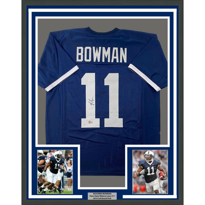 Framed Autographed/Signed NaVorro Bowman 35x39 Penn State Blue College Football Jersey Beckett BAS COA