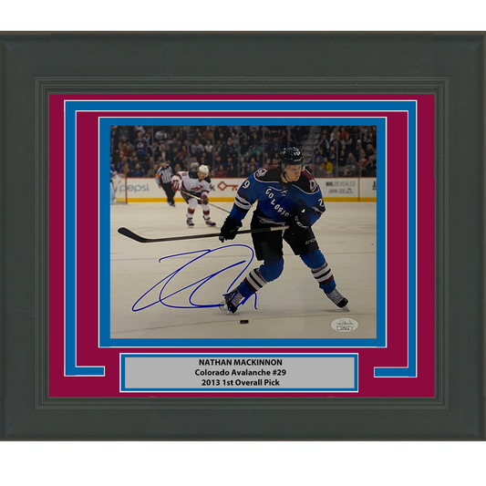 Framed Autographed/Signed Nathan MacKinnon Colorado Avalanche 8x10 Hockey Photo JSA COA