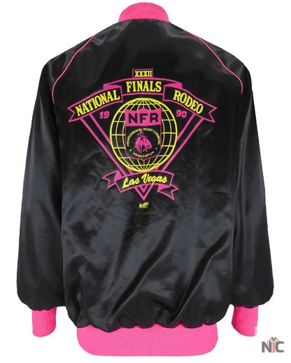 National Finals Rodeo 1990 Black Satin Jacket