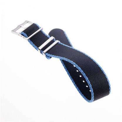 Eco-Friendly Nylon Military  Watch Strap Black - Light Blue - Tudor Watch Style