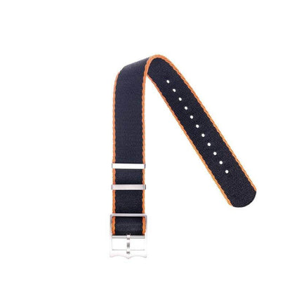 Eco-Friendly Nylon Military Watch Strap Black - Orange-Single Pass