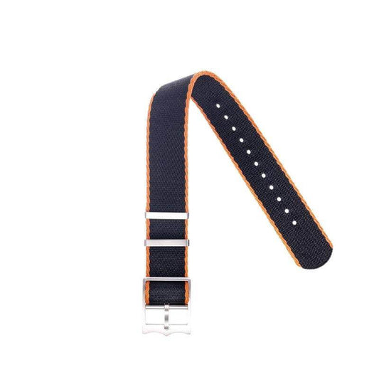 Eco-Friendly Nylon Military Watch Strap Black - Orange-Single Pass