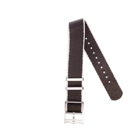 Eco-Friendly Nylon Military  Watch Strap Brown Ecru- Single Pass
