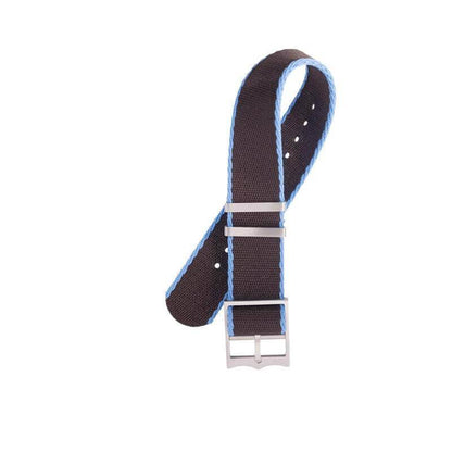 Eco-Friendly Nylon Military Watch Strap  Brown - Light Blue - Single Pass