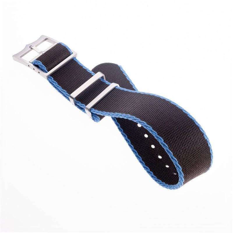 Eco-Friendly Nylon Military Watch Strap  Brown - Light Blue - Single Pass