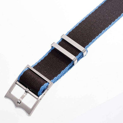 Eco-Friendly Nylon Military Watch Strap  Brown - Light Blue - Single Pass
