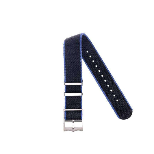 Eco-Friendly Nylon Military Watch Strap  Brown - Light Blue - Single Pass