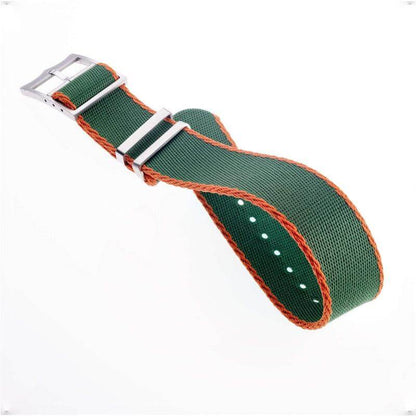 Eco-Friendly Nylon Military  Watch Strap Green - Orange - Tudor Watch Style  - 100% Eco-Friendly