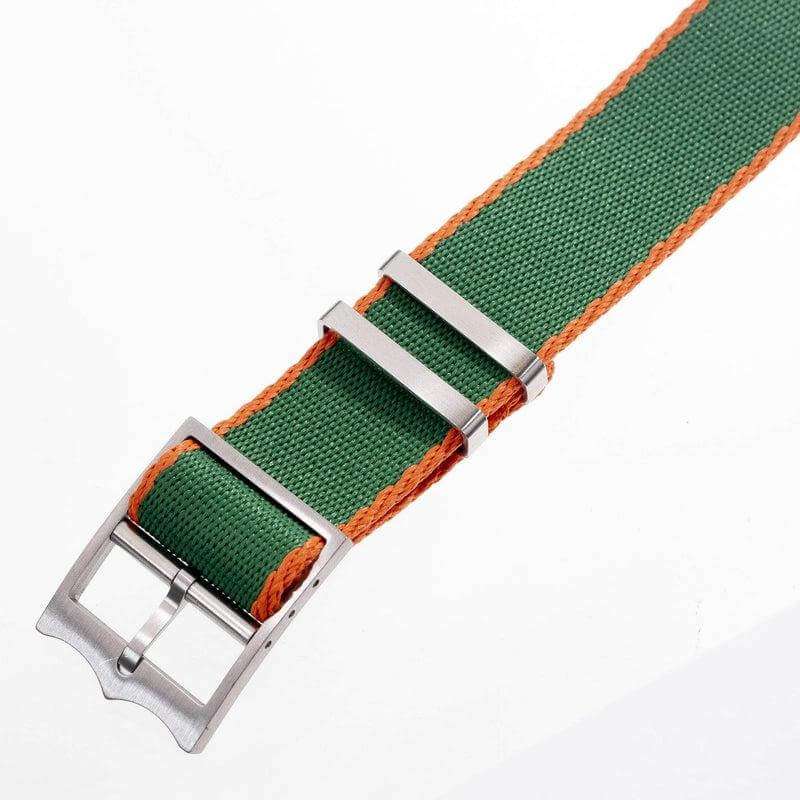 Eco-Friendly Nylon Military  Watch Strap Green - Orange - Tudor Watch Style  - 100% Eco-Friendly
