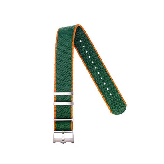 Eco-Friendly Nylon Military  Watch Strap Green - Orange - Tudor Watch Style  - 100% Eco-Friendly