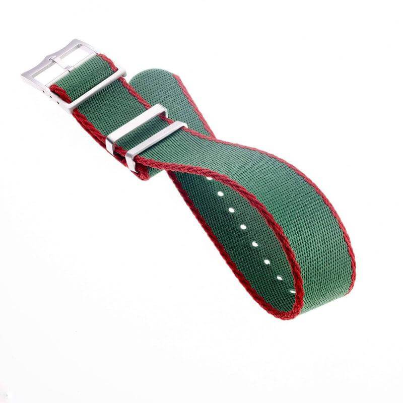 Eco-Friendly Nylon Military Watch Strap Green Red- Single Pass