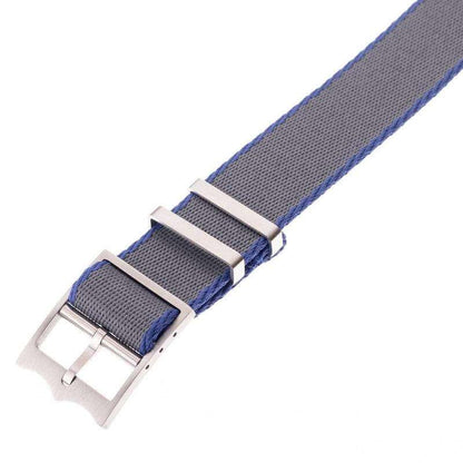 Eco-Friendly Nylon Military  Watch Strap Grey - Blue - Single Pass