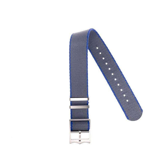 Eco-Friendly Nylon Military  Watch Strap Grey - Blue - Single Pass