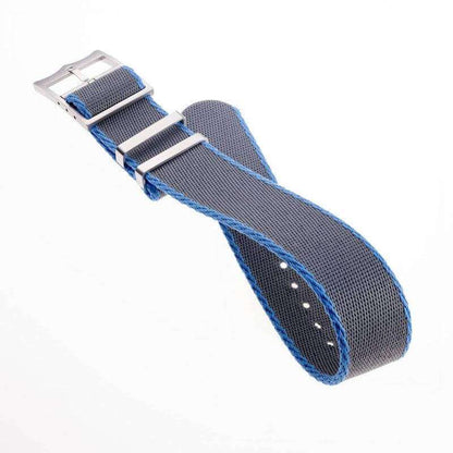 Eco-Friendly Nylon Military  Watch Strap Grey - Light Blue - Single Pass