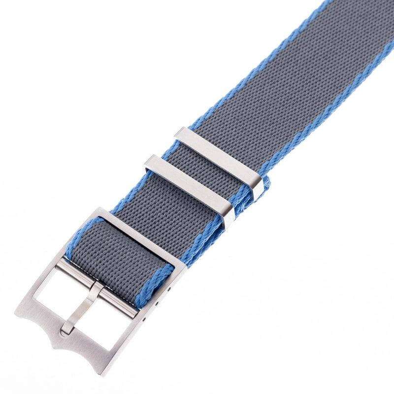 Eco-Friendly Nylon Military  Watch Strap Grey - Light Blue - Single Pass