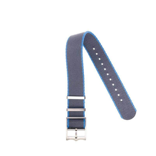 Eco-Friendly Nylon Military  Watch Strap Grey - Light Blue - Single Pass
