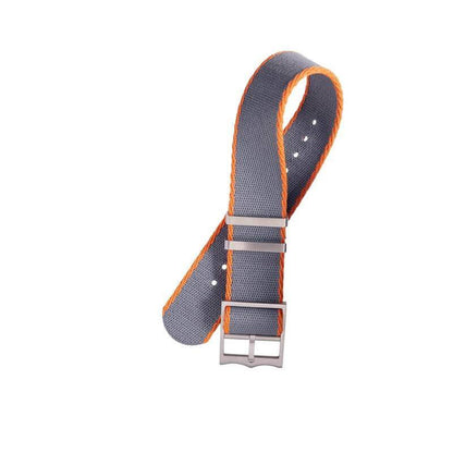 Eco-Friendly Nylon Military Watch Strap Grey-Orange - Single Pass