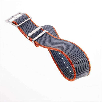 Eco-Friendly Nylon Military Watch Strap Grey-Orange - Single Pass