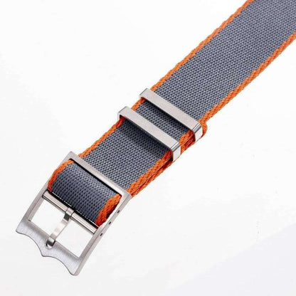 Eco-Friendly Nylon Military Watch Strap Grey-Orange - Single Pass