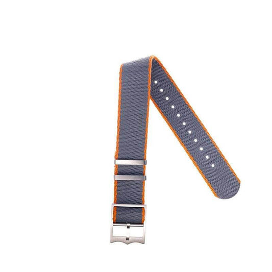 Eco-Friendly Nylon Military Watch Strap Grey-Orange - Single Pass