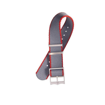 Eco-Friendly Nylon Military Watch Strap Watch Strap Grey-Red - Single Pass