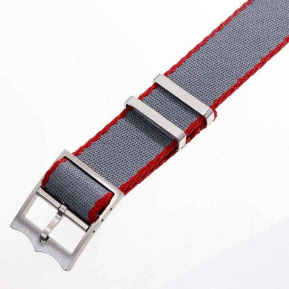 Eco-Friendly Nylon Military Watch Strap Watch Strap Grey-Red - Single Pass