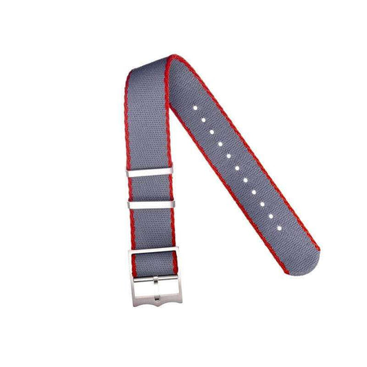 Eco-Friendly Nylon Military Watch Strap Watch Strap Grey-Red - Single Pass