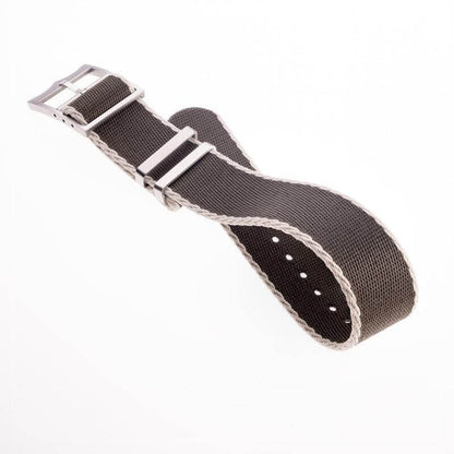 Eco-Friendly Nylon Military Watch Strap Military Green - Ecru- Single Pass