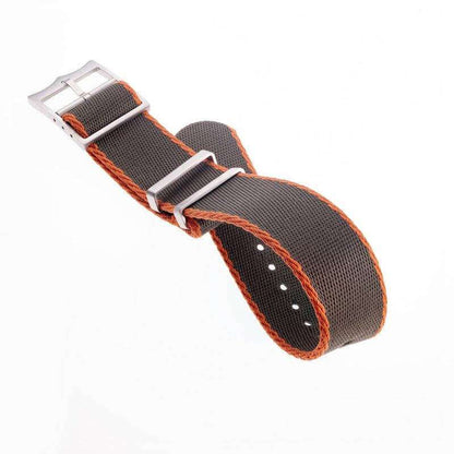 Eco-Friendly Nylon Military Watch Strap Military Green - Orange - Single Pass