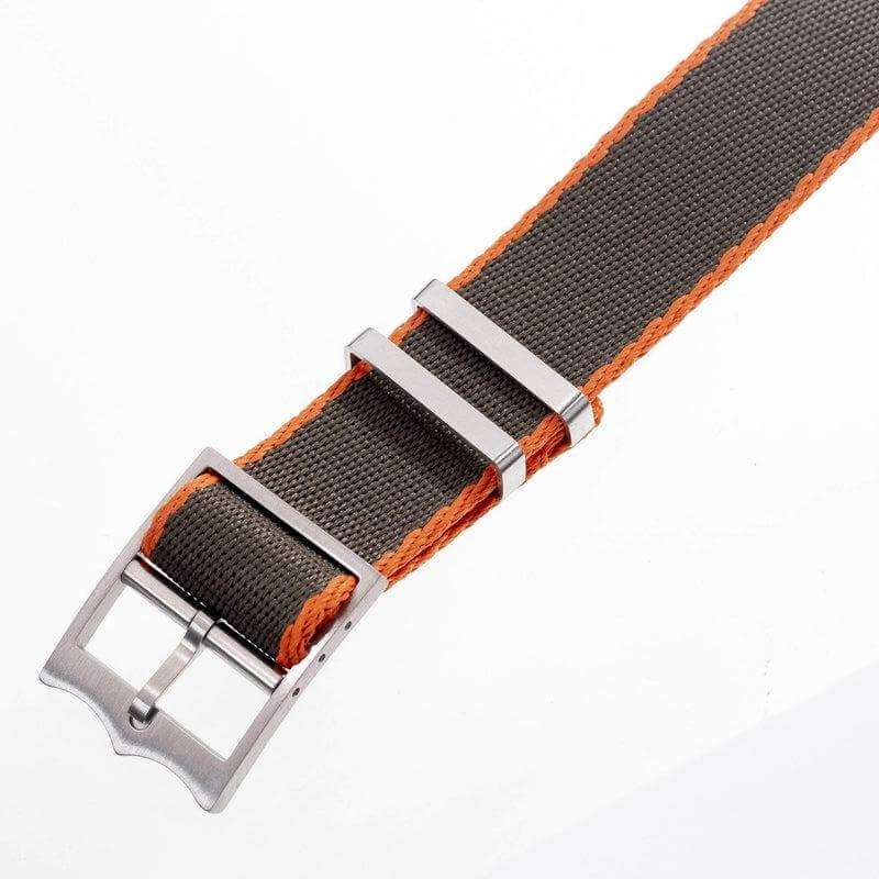 Eco-Friendly Nylon Military Watch Strap Military Green - Orange - Single Pass