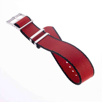 Eco-Friendly Nylon Military Watch Strap Watch Strap Red - Black- Single Pass