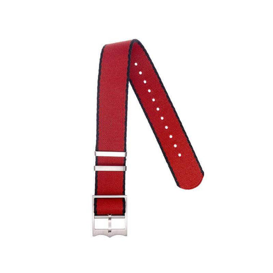 Eco-Friendly Nylon Military Watch Strap Watch Strap Red - Black- Single Pass