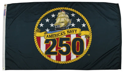 Navy 250th Anniversary Flag 3'x5' - Official | Made in USA