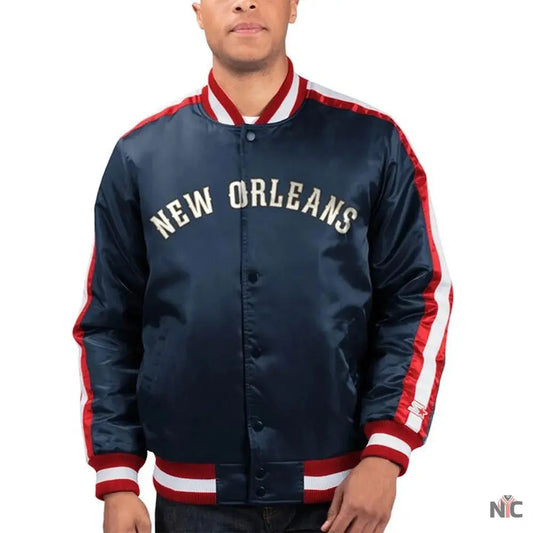 Navy The Offensive New Orleans Pelicans Satin Jacket