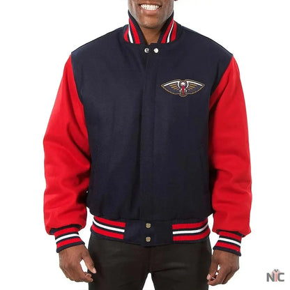 Navy and Red New Orleans Pelicans Varsity Jacket