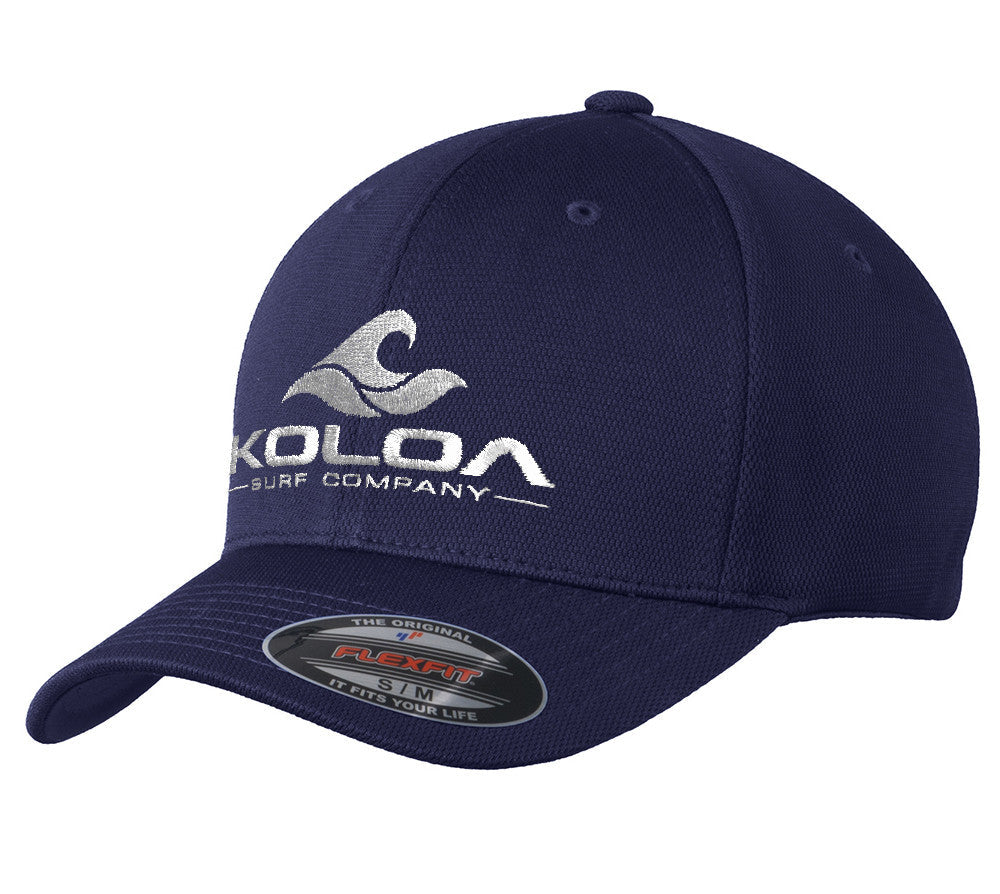 Koloa Surf Embroidered Classic Wave Flexfit Cool & Dry Poly Block Mesh Cap