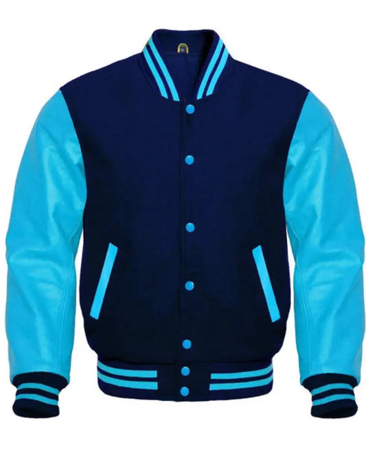 Navy And Sky Blue Letterman Jacket