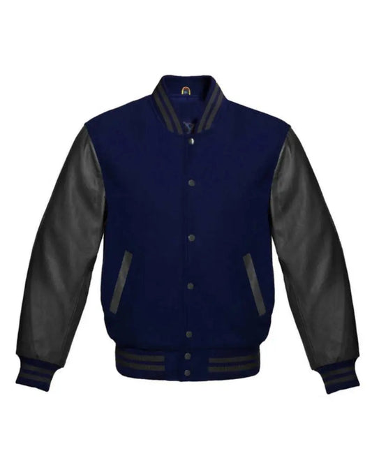 Navy Blue And Black Varsity Jacket