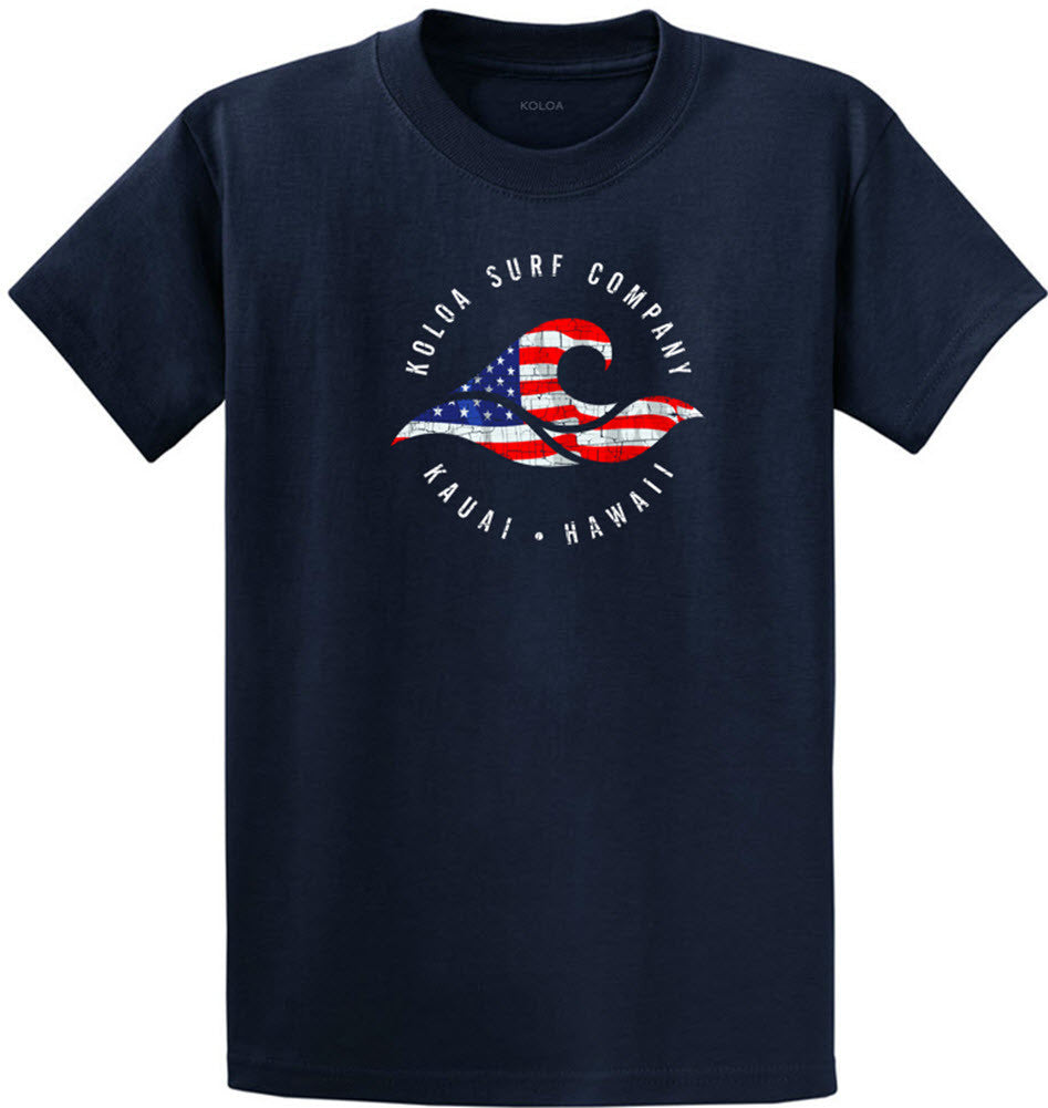 Koloa Vintage USA Flag Wave Heavyweight T-Shirt