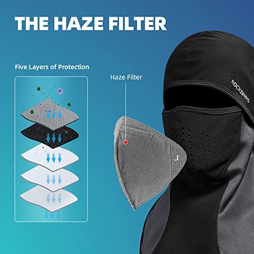 ROCKBROS Winter Ski Mask with Filter Pocket, Full Face Balaclava for Men Women