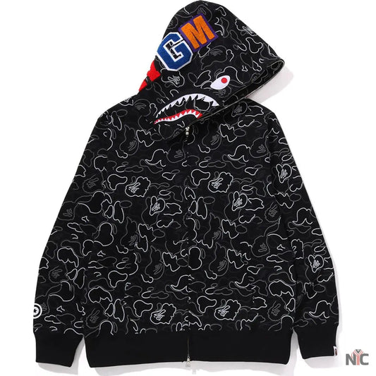 Neon Camo Shark Full Zip Hoodie Mens