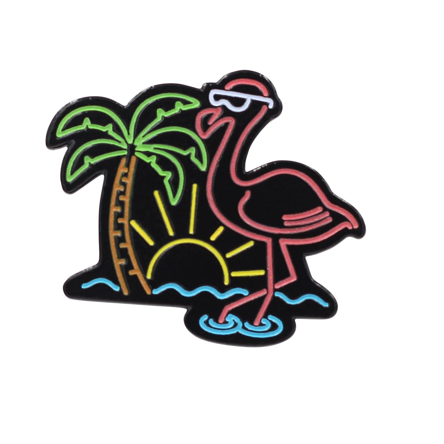 Neon Flamingo - Chill Life Flamingo Beach Enamel Pin