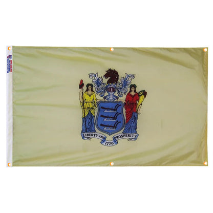 New Jersey Flag with Grommets Along the Edges for Wall Hanging