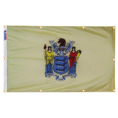 New Jersey Flag with Grommets Along the Edges for Wall Hanging