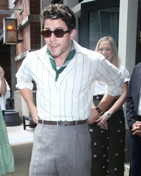 Nick Jonas Fossil Present Fossil Dinner Stripe Shirt