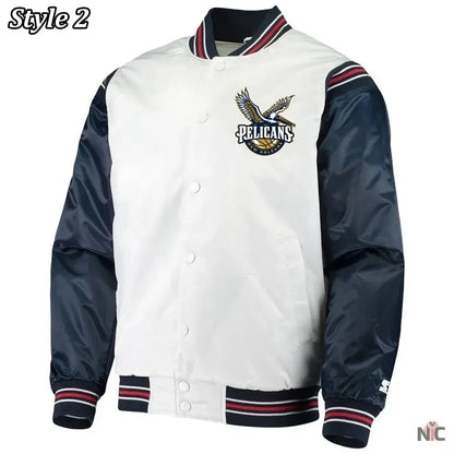 New Orleans Pelicans Renegade Varsity White Navy Jacket