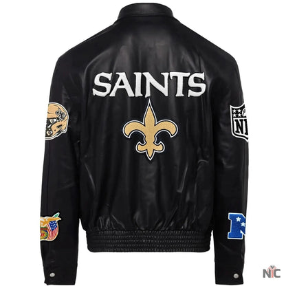 New Orleans Saints Jeff Hamilton Leather Varsity Jacket